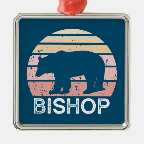 Bishop California Retro Bear Metal Ornament