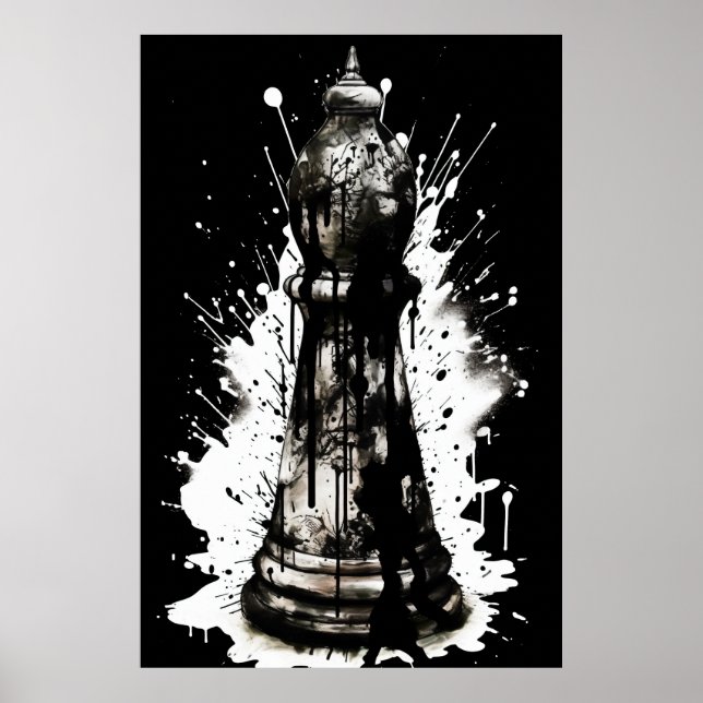 Bishop Chess Ink Painting Poster (Front)