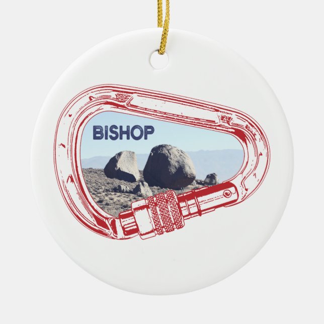 Bishop Climbing Carabiner Ceramic Ornament (Front)