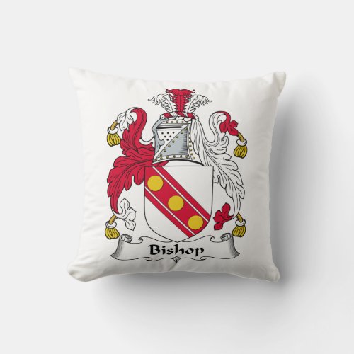 Bishop Family Crest Throw Pillow