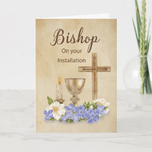 Bishop Installation Congratulations Cross Candle Card