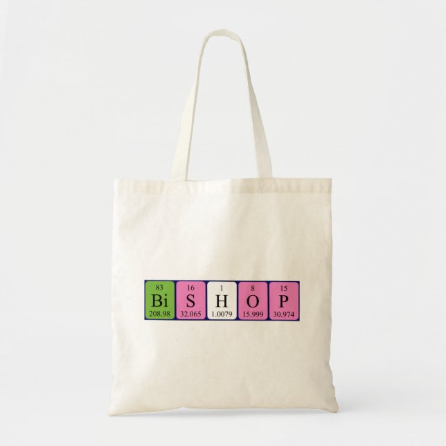 Bishop periodic table name tote bag (Front)