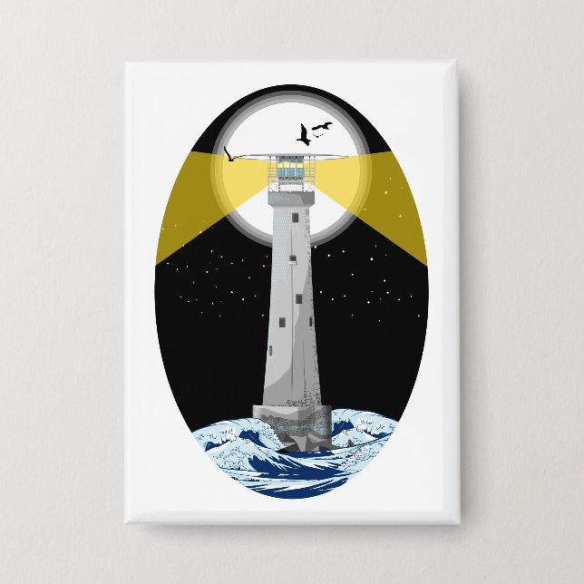 Bishop Rock Lighthouse Button (Front)