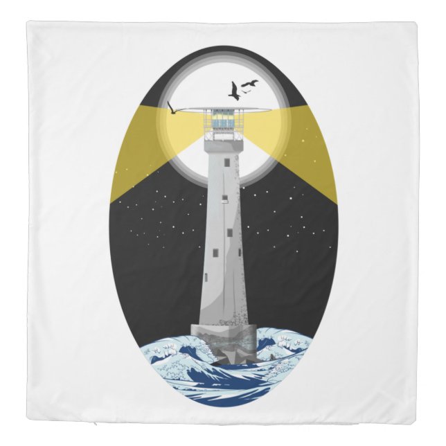 Bishop Rock Lighthouse Duvet Cover (Back)