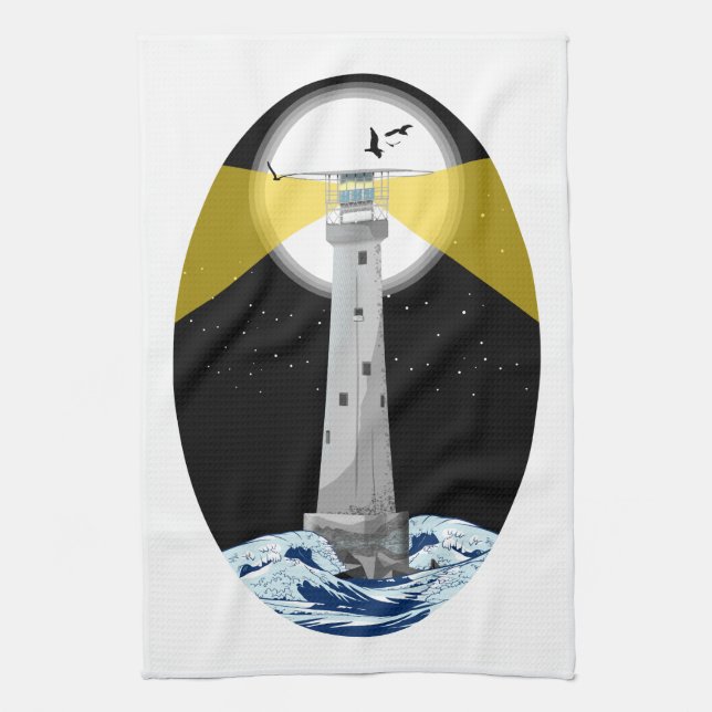 Bishop Rock Lighthouse Kitchen Towel (Vertical)