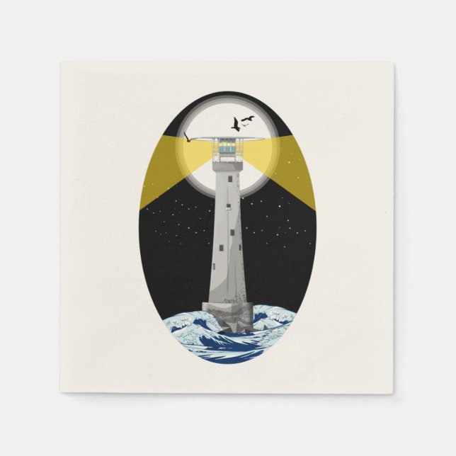 Bishop Rock Lighthouse Napkins (Front)