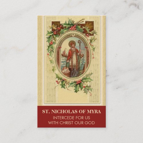 BISHOP ST NICHOLAS OF MYRA PRAYER HOLY CARDS