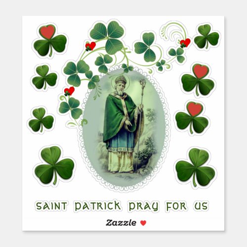 Bishop St Patrick Shamrocks Religious Sticker