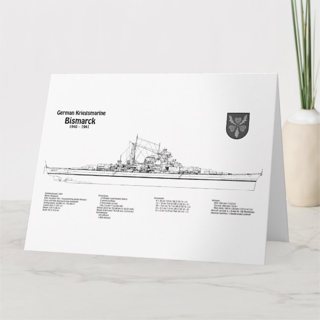 Bismarck - Battleship Blueprint Plans BD Thank You Card (Front)