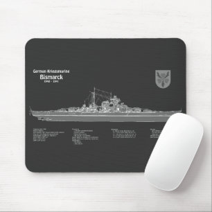 Bismarck - Battleship Blueprint Plans PD Mouse Pad