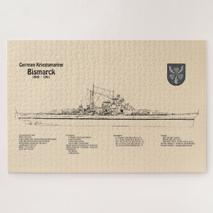 Bismarck - Battleship Blueprint Plans SD Jigsaw Puzzle