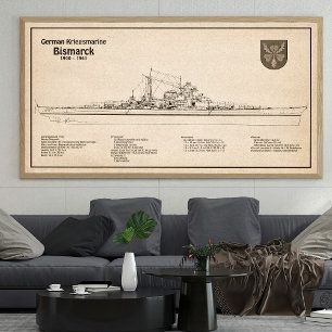Bismarck - Battleship Blueprint Plans SD Poster