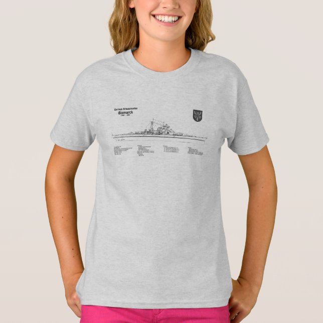 Bismarck - Battleship Blueprint Plans SD T-Shirt (Front)