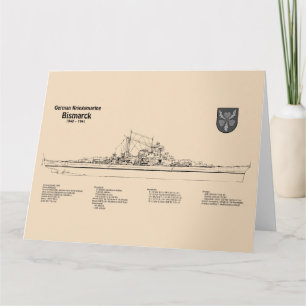 Bismarck - Battleship Blueprint Plans SD Thank You Card