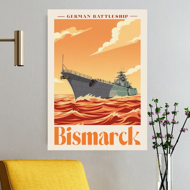 Bismarck German Battleship - Vintage Naval Poster (Bismarck German Battleship - Vintage Naval Poster. Poster)