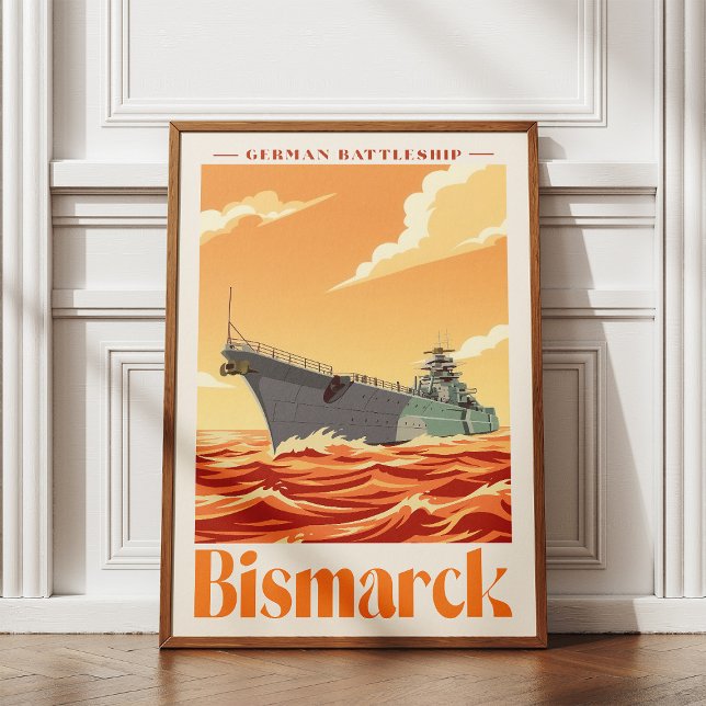 Bismarck German Battleship - Vintage Naval Poster (Bismarck German Battleship - Vintage Naval Poster. Photo Print)