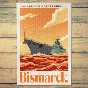 Bismarck German Battleship - Vintage Naval Poster Jigsaw Puzzle