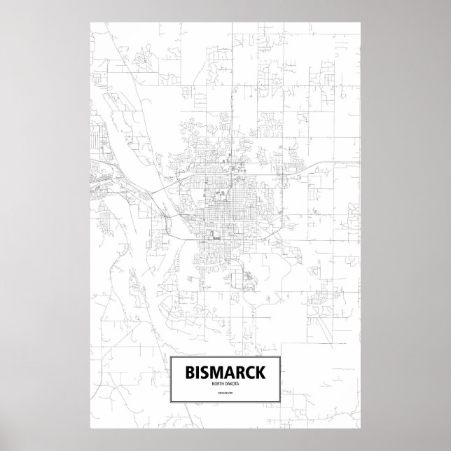 Bismarck, North Dakota (black on white) Poster (Front)