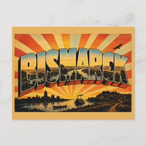 Bismarck North Dakota Missouri River Prairie Art Postcard