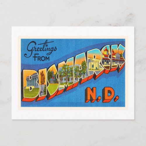 Bismarck North Dakota ND Vintage Travel Souvenir Postcard