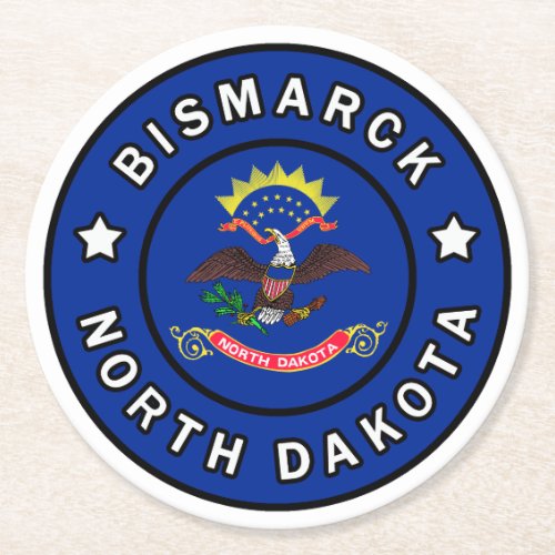 Bismarck North Dakota Round Paper Coaster