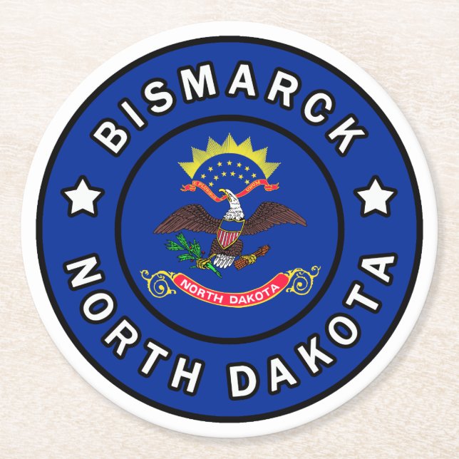 Bismarck North Dakota Round Paper Coaster (Front)