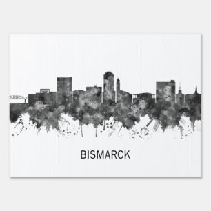 Bismarck North Dakota Skyline BW Sign
