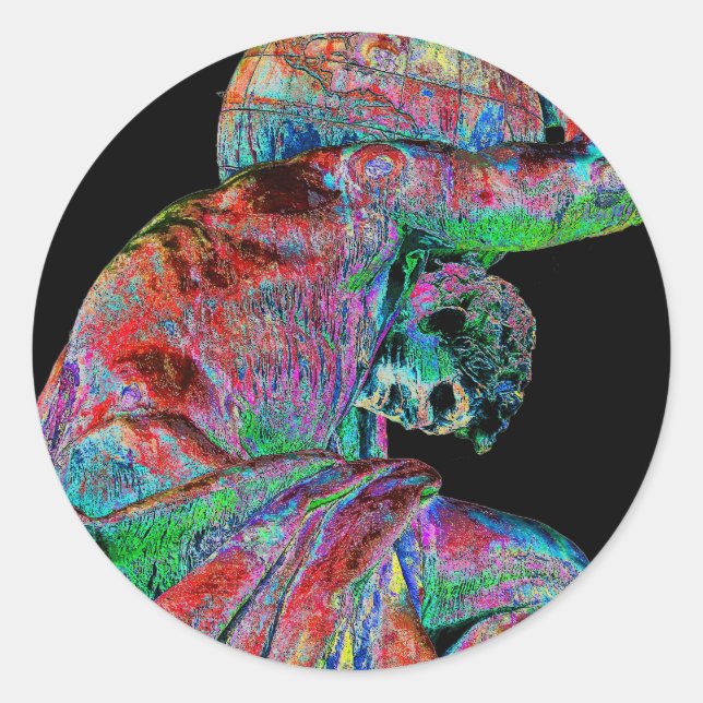 Bismarck Statue, Berlin, Greek God Atlas, Coloured Classic Round Sticker (Front)