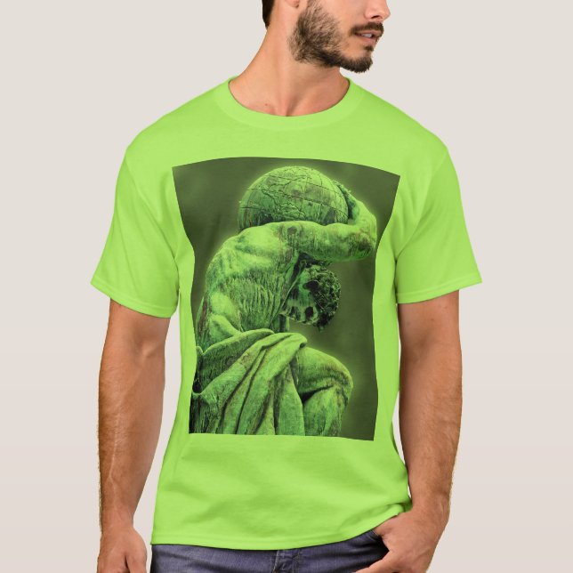 Bismarck Statue, Berlin, Greek God Atlas, Grey Bac T-Shirt (Front)