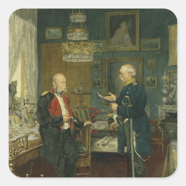 Bismarck with Emperor Wilhelm I Square Sticker (Front)