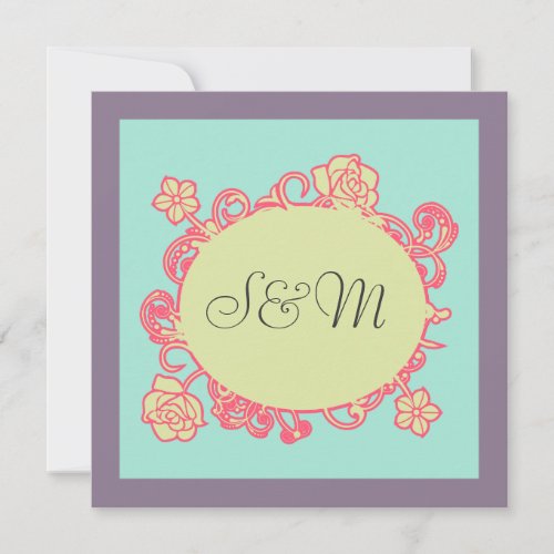 Bismillah flower Islamic wedding invitation katb