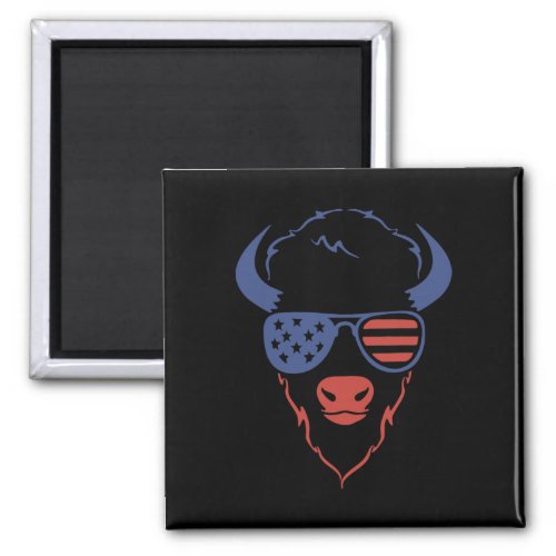 Bison 4th Of July Usa American Flag Fourth Of July Magnet