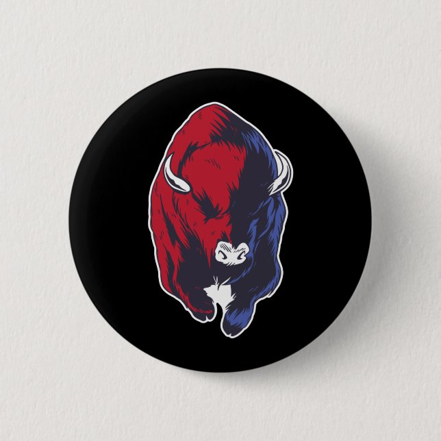 Bison American National Buffalo Button (Front)