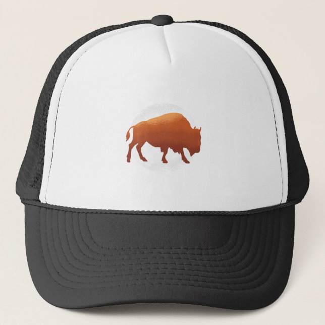 Bison American National Mammal Buffalo Trucker Hat (Front)