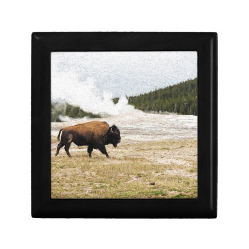 Bison and Old Faithful Jewelry Box