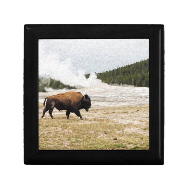 Bison and Old Faithful Jewelry Box (Front)