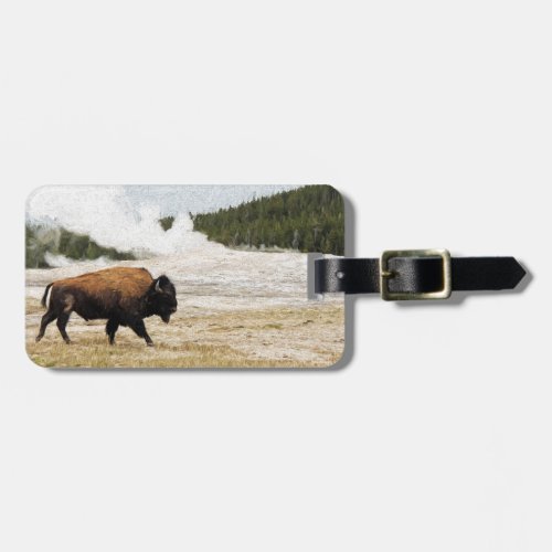 Bison and Old Faithful Luggage Tag