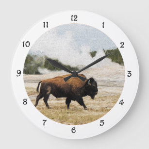 Bison and Old Faithful Wall Clock