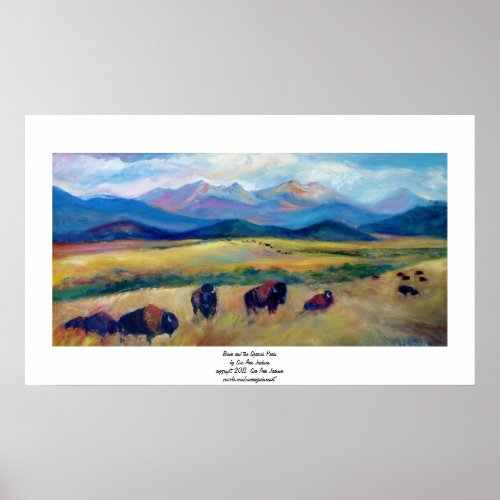 Bison and the Spanish Peaks Poster