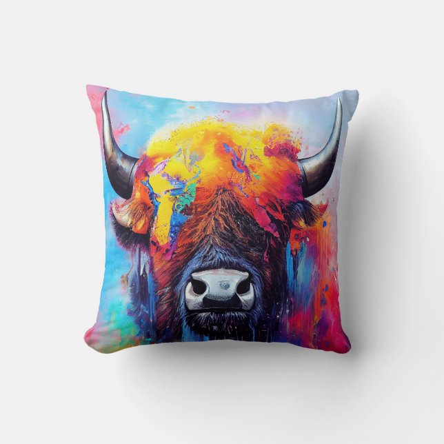 Bison  Animal Discovery Adventure Nature Planet  Throw Pillow (Front)
