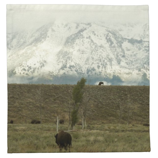 Bison at Grand Teton National Park Photography Cloth Napkin (Front)