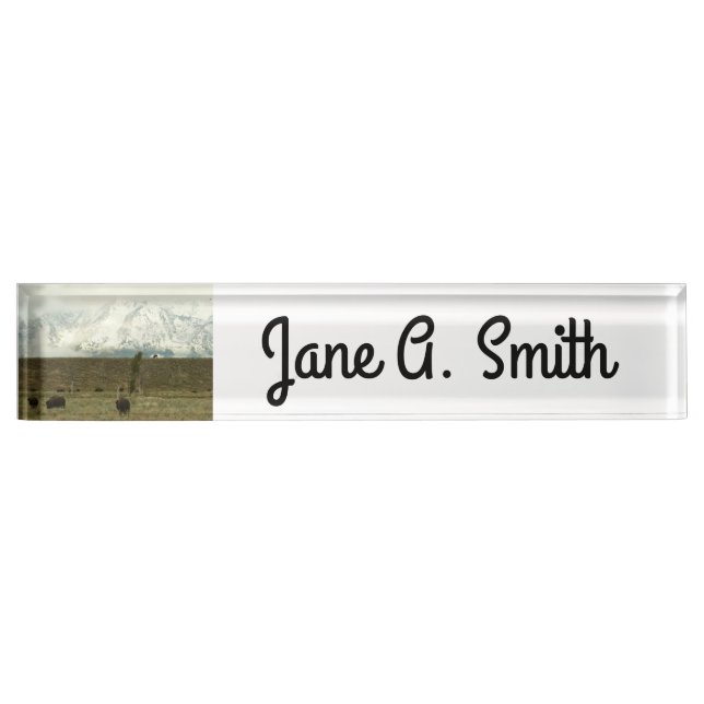 Bison at Grand Teton National Park Photography Desk Name Plate (Front)