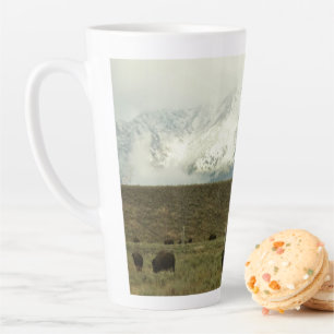 Bison at Grand Teton National Park Photography Latte Mug