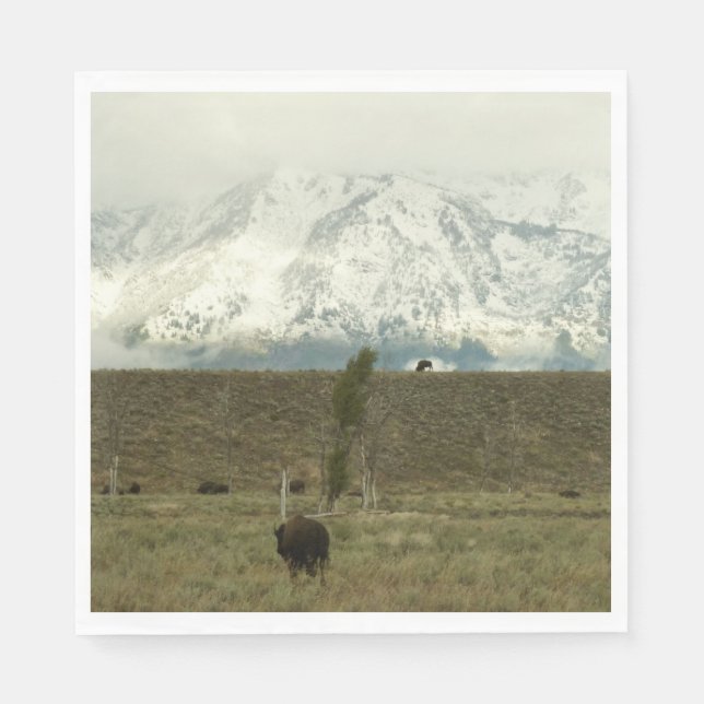 Bison at Grand Teton National Park Photography Napkins (Front)