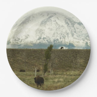 Bison at Grand Teton National Park Photography Paper Plates