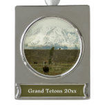 Bison at Grand Teton National Park Photography Silver Plated Banner Ornament