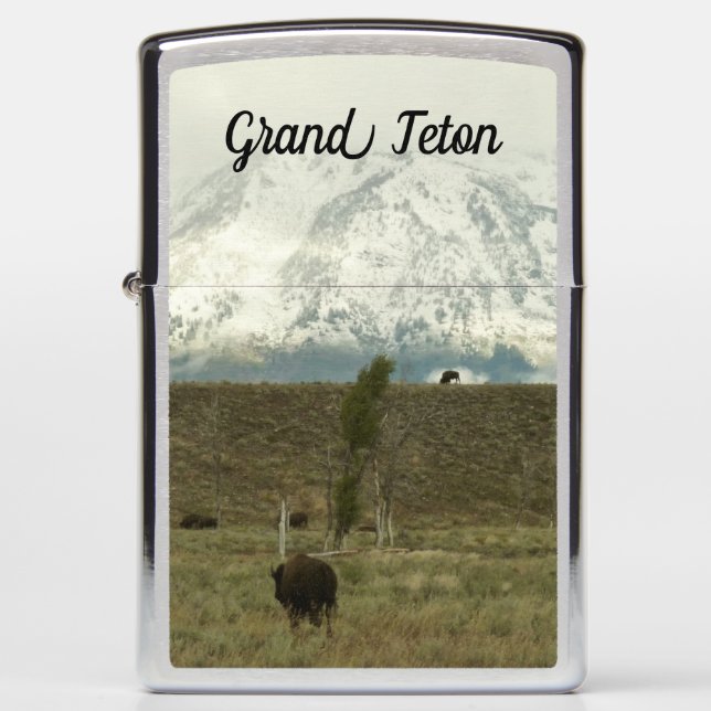 Bison at Grand Teton National Park Photography Zippo Lighter (Front)