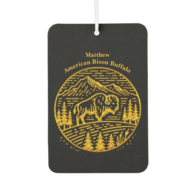 Bison at Sunset in Mountain Landscape Air Freshener (Front)