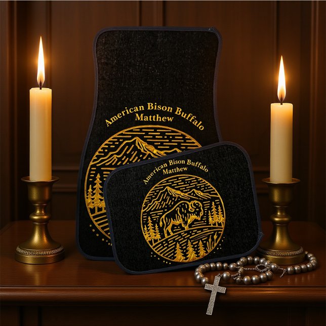 Bison at Sunset in Mountain Landscape Car Floor Mat (Creator Uploaded)