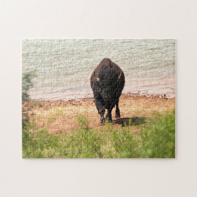 Bison At The Water Jigsaw Puzzle (Horizontal)